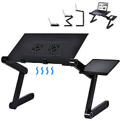 Столик трансформер для ноутбука з охолодженням від USB, (42х26см) T8 / Портативна підставка з вентилятором