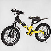 Велобіг дитячий, Білий з жовтим, колеса 12 дюймів, сталевий, задній амортизатор, від 2 років, Corso 84115