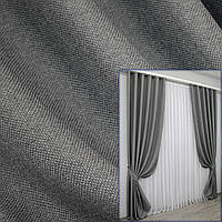 Комплект готовых светонепроницаемых штор,коллекция блэкаут "Лён Мешковина", цвет серый.Код 288ш