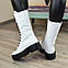 Черевики високі білі жіночі на шнурівці. Натуральна шкіра, фото 4