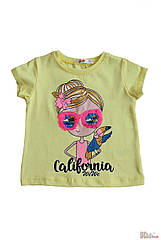 ОПТОМ Футболка світло-жовта "California" для маленької дівчинки (104 см.)  WeWe 7550000280863