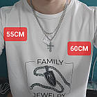 Комплект срібний чорнений ланцюжок бісмарк з фігурним хрестиком 925 проба, фото 7