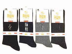 Чоловічі високі шкарпетки класичні бавовняні Byt Club демісезонні з візерунком  40-44 12 пар/уп мікс кольорів