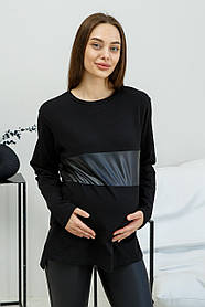 Лонгслів зі шкіряною вставкою для вагітних та годуючих Mexico 42 Lullababe Чорний LB06MX136