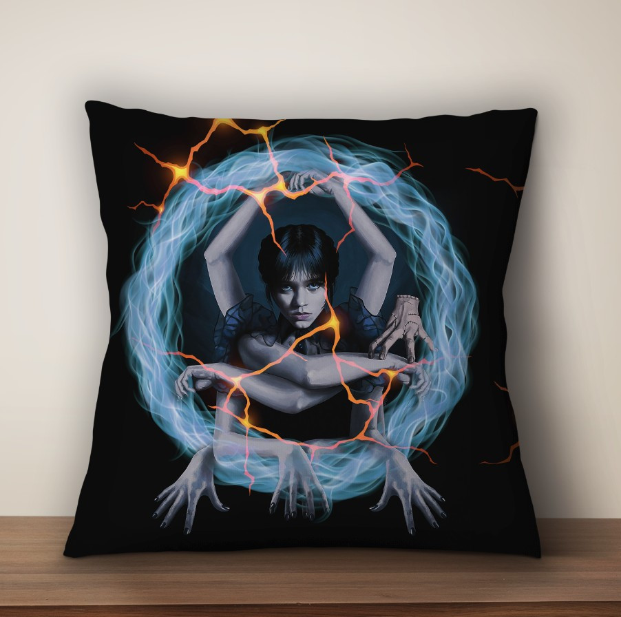 Наволочка (Подушка) 40х40 з 3D принтом на тему: Вензді Аддамс Венздей Аддамс (Wednesday Addams), фото 1