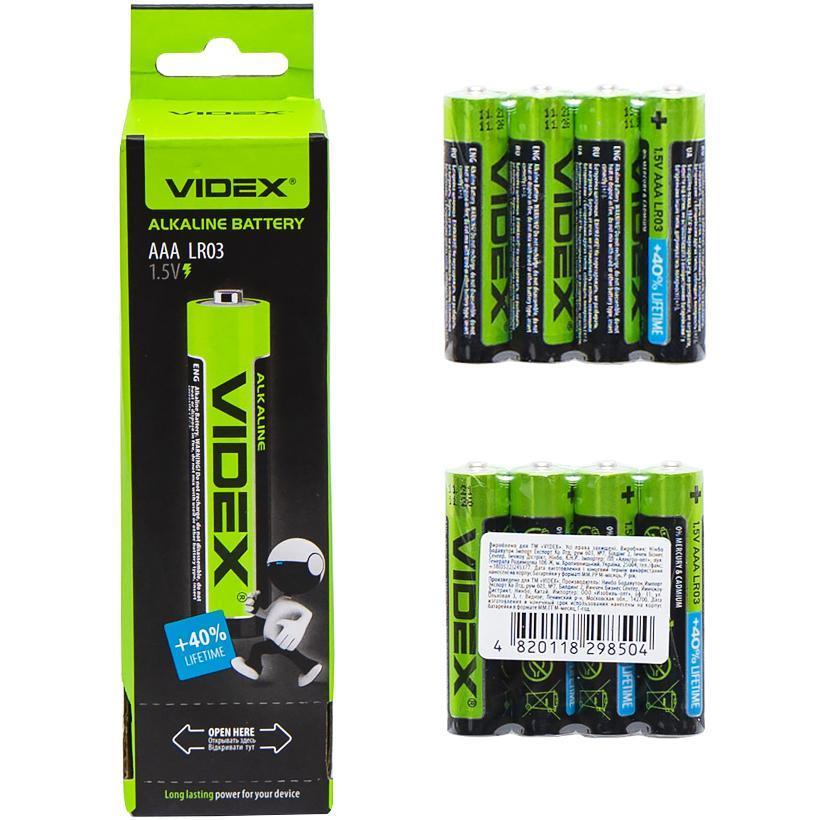 Батарейка пальчикова Videx LR03/AAA 2pcs SHRINK CARD V-000024 в упаковці 60 штук