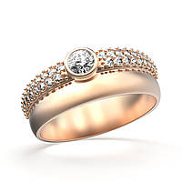 Золотое кольцо с бриллиантами 0,31 карат. Красное золото