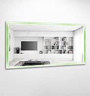 Зеркало настенное с фацетом Адель B08-F в пластиковой зеленой раме прямоугольное 900х500 мм (БЦ-стол ТМ)