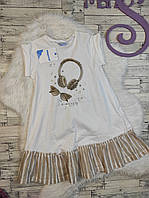 Детское платье Mayoral для девочки белое с принтом и стразами Размер 128