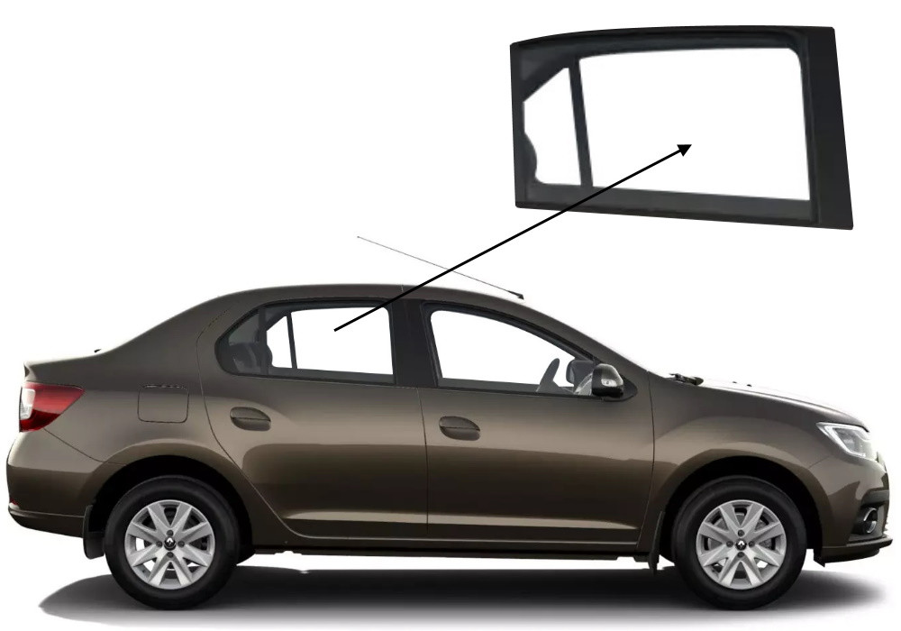 Бічне скло Dacia Logan 2012-2023 задніх дверей праве