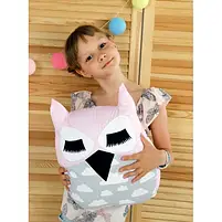 Подушка Хатка Сова Рожева із сірим, фото 2