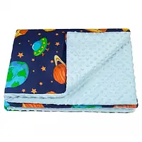 Плед дитячий плюшевий minky Космос Блакитний 80х90 см., фото 2