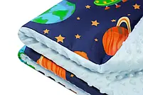 Плед дитячий плюшевий minky Космос Блакитний 80х90 см., фото 3