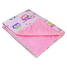 Плед дитячий плюшевий minky Сови Фіолетовий 80х90 см.