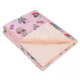 Плед дитячий плюшевий minky Ляльки Персиковий 80х90 см.