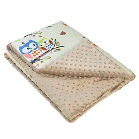 Плед дитячий плюшевий minky Сови Коричневий 80х90 см.