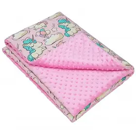 Плед дитячий плюшевий minky Єдинороги Рожевий 80х90 см.