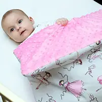 Плед дитячий плюшевий minky Балерини Рожевий 80х90 см., фото 3