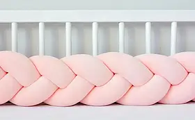 Бортик у ліжечко Хатка Косичка Персиковий 120 см (одна сторона ліжечка)