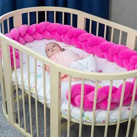 Бортик у ліжечко Хатка Косичка Рожева Акція! 120 см (одна сторона ліжечка)