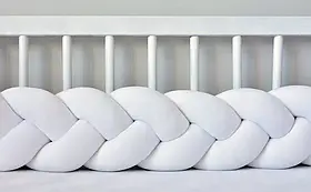 Бортик у ліжечко Хатка Косичка Білий 120 см (одна сторона ліжечка)