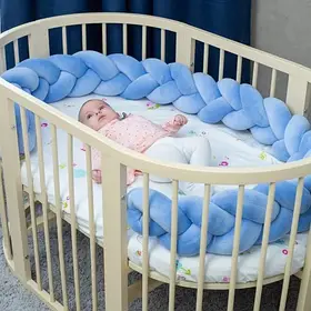 Бортик у ліжечко Хатка Косичка Синій 120 см (одна сторона ліжечка)