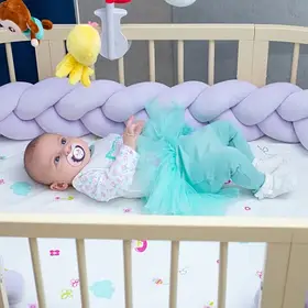 Бортик у ліжечко Хатка Косичка Бузковий 120 см (одна сторона ліжечка)