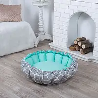 Лежанка для кота та собаки Кошик марокко сіра з м'ятним, фото 2