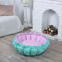 Лежанка для кота та собаки Кошик м'ятний з рожевим, фото 3