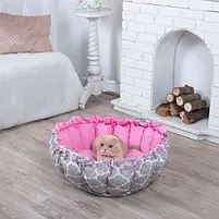 Лежанка для кота та собаки Кошик сірий з рожевим, фото 3
