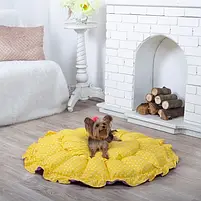 Лежанка для кота та собаки Кошик жовтий з білим, фото 2