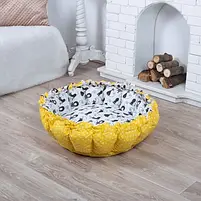 Лежанка для кота та собаки Кошик жовтий з білим, фото 3