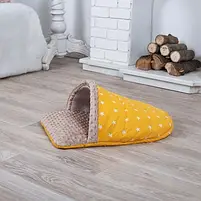 Лежанка для кота та собаки Тапочок жовта з бежевим, фото 3