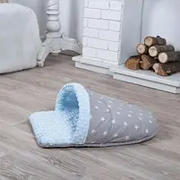 Лежанка для кота та собаки Тапочок сірий із блакитним, фото 3