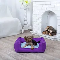 Лежанка для кота та собаки Комфорт фіолетова з блакитним S - 60 x 45, фото 3
