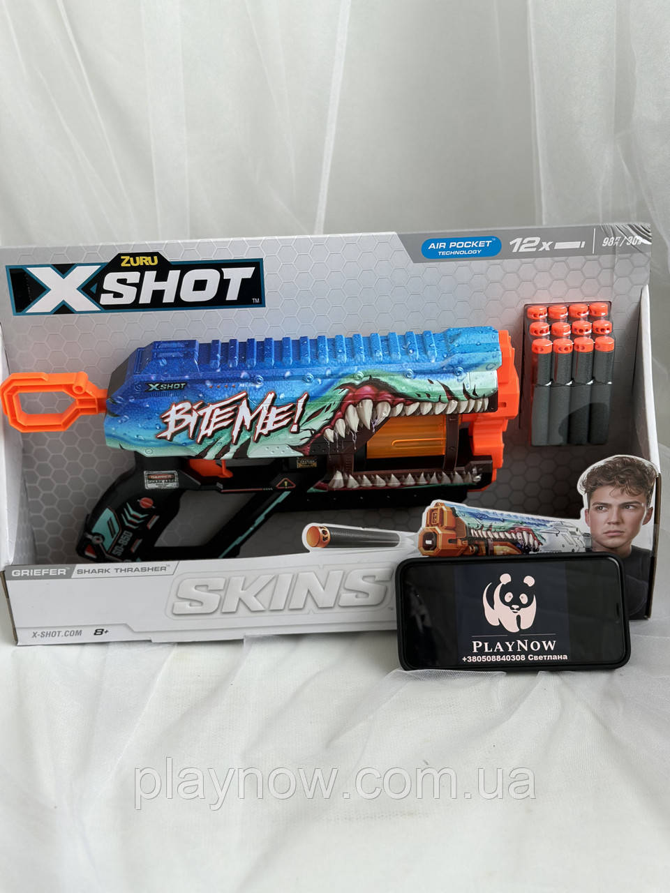 Дитячий швидкострільний бластер X-Shot Skins Griefer Shark Thrasher, дитяча зброя