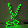 Неонова Led вивіска Ножиці 500х290 мм зелена з блоком живлення і контроллером, фото 2