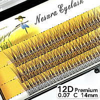 Вії Nesura Eyelash Premium 12D, 0,07, вигин C, 14 мм, 120 пучків Вії Ластівки V Несура 12д