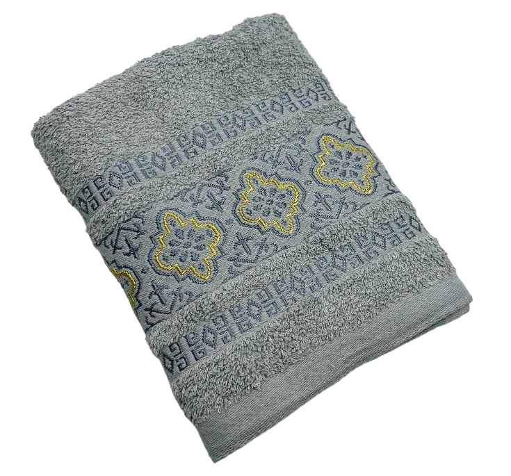 Рушники махрові для обличчя та тіла "Орнамент". Комплект з 2 (шт) - сірий, фото 1
