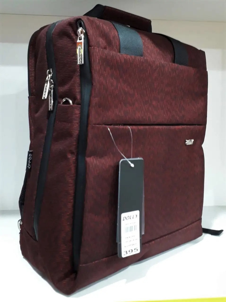 Міський рюкзак молодіжний модний з плечовим ременем 2 в 1 модний для роботи навчання бордовий Dolly 395