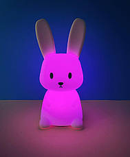 Дитячий силіконовий нічник світильник у вигляді зайчика Bunny LJC-154, білий, фото 5