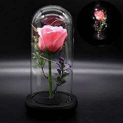 Троянда в колбі з LED підсвічуванням, 20см, на батарейках, Червона / Квітка в колбі / Вічна троянда