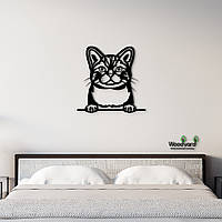 Панно Американская жестошерстная кошка 20x20 см - Картины и лофт декор из дерева на стену.