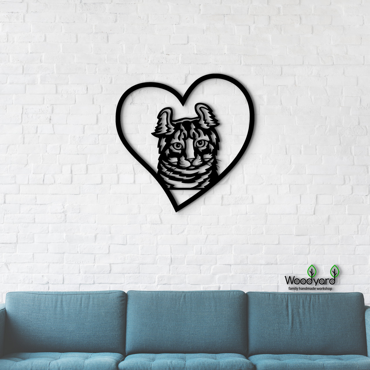 Панно Heart Хайлендер 20x20 см - Картини та лофт декор з дерева на стіну.