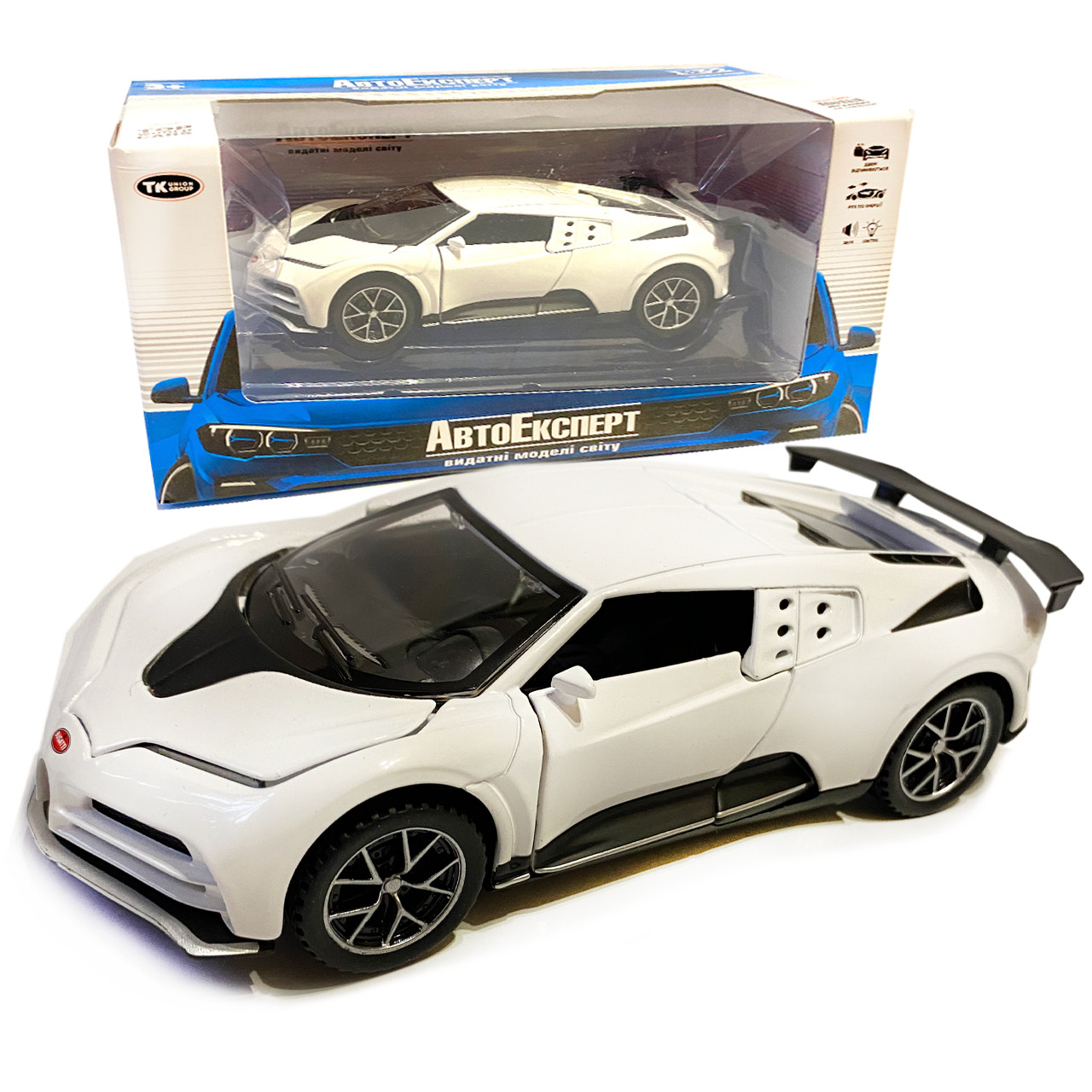 Ігрова машинка Бугатті "Автопром" Bugatti (1:32) білв інерц., світ, звук, відкр. двері, 15*7*5 см (TK - 7100)