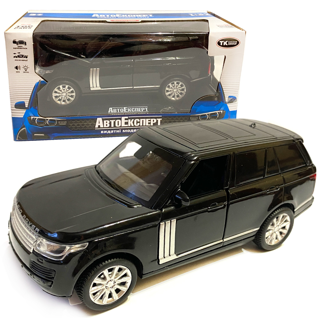 Машинка металева Rapid Land Rover «AutoExpert» рапід ленд ровер джип, чорний, звук, свет, інерц., відкр. двері, багаж, капот,, фото 1
