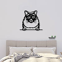 Панно Балийская кошка 20x23 см - Картины и лофт декор из дерева на стену.