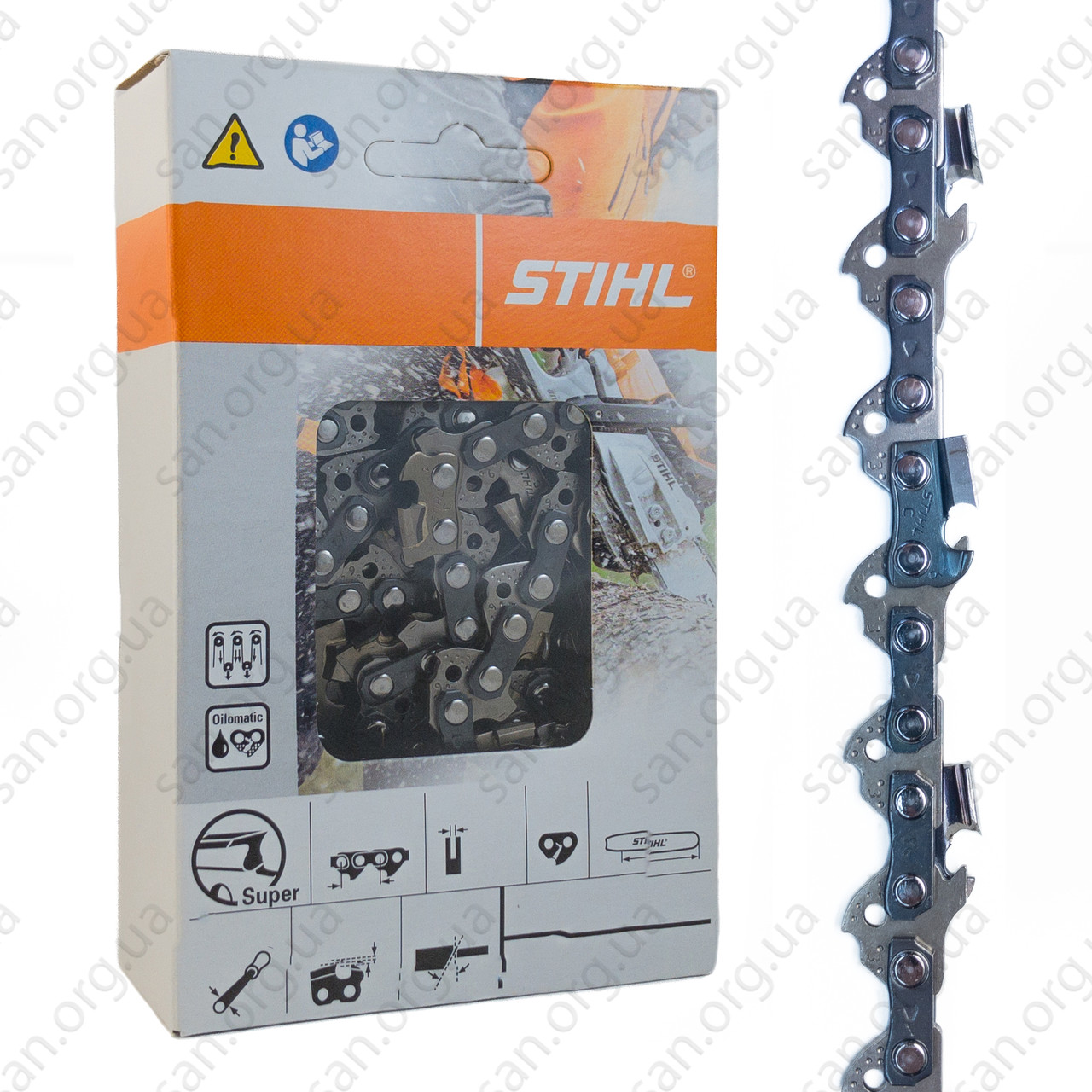 Ланцюг 60 ланок (30 зубів) Stihl/Штіль 63 PS3 Суперзуб крок 3/8; 1,3 мм. для Твердих Порід