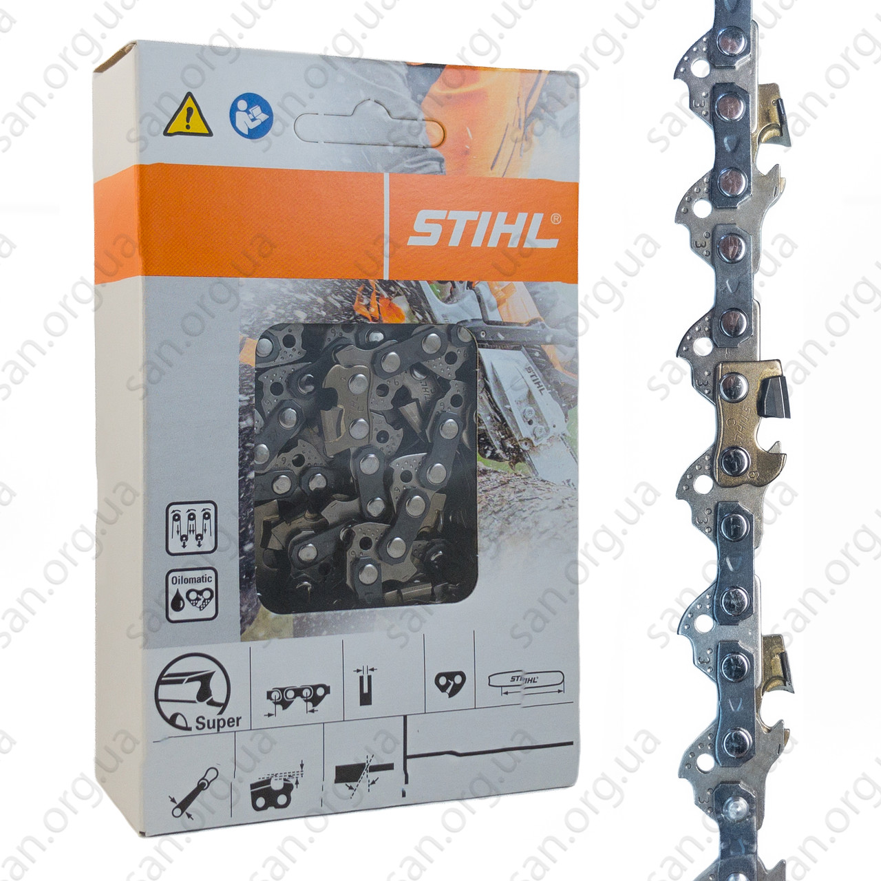 Ланцюг 57 ланок (28 зубів) Stihl/Штіль 63 PD3 з Побідитовими напайками крок 3/8; товщина 1,3мм.
