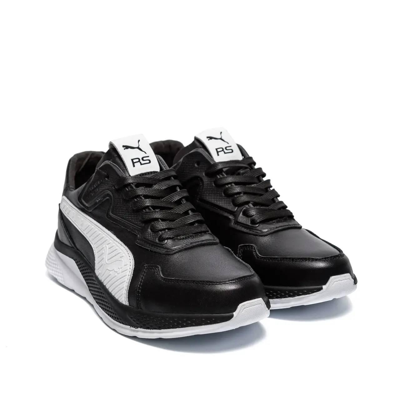 Кросівки чоловічі шкіряні чорні з білим весна/осінь Pm RS Black 42